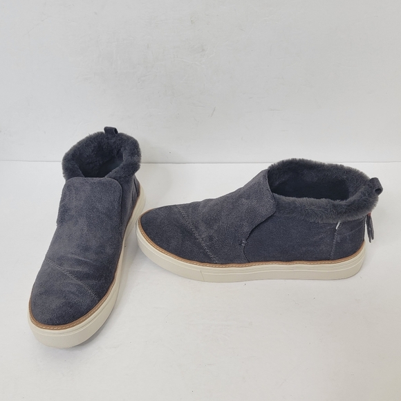 Toms Paxton Slip On Shoes Sneakers Suede Faux Shearling in Forged Iron Grey 8.5 - Picture 3 of 11